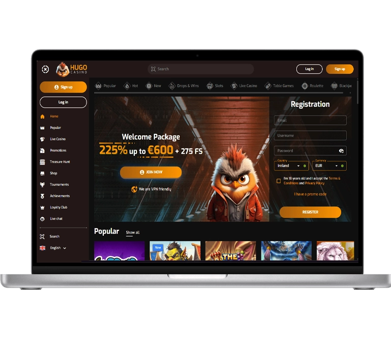 Inscrivez avec Hugo casino et commencez à jouer à des jeux de casino en France